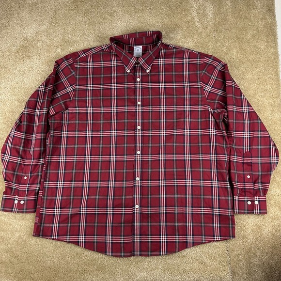 Brooks Brothers Other - Brooks Brothers 1818 Mens Shirt XXL 2XL red plaid Button Regular t Fit Supima